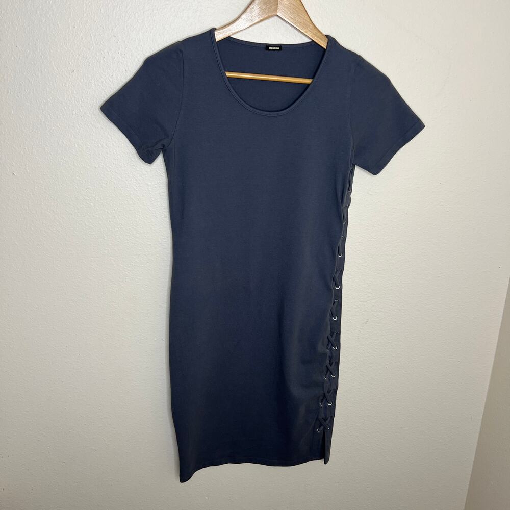 Monrow Gray Fitted Side Stitch Dress XS